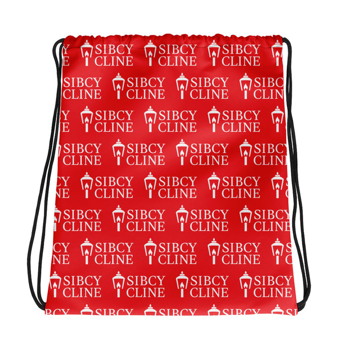 Red Logo Pattern Drawstring bag