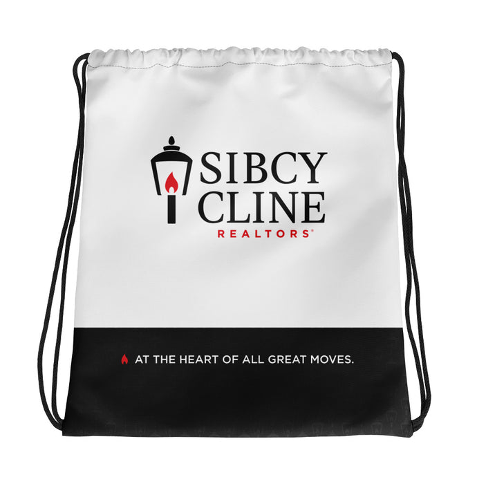 White Logo Drawstring bag